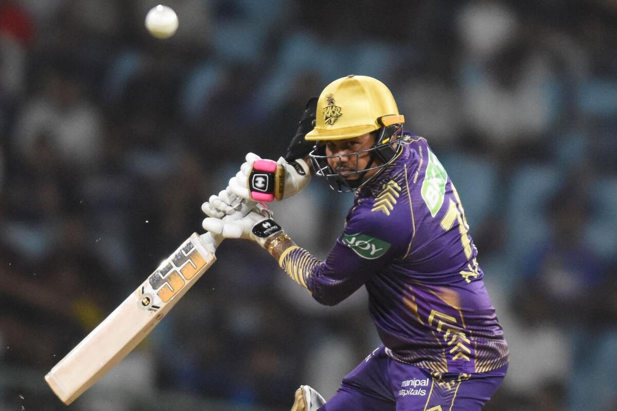 Kolkata Knight Riders' Sunil Narine plays a shot during the IPL match against Lucknow Super Giants. — AFP