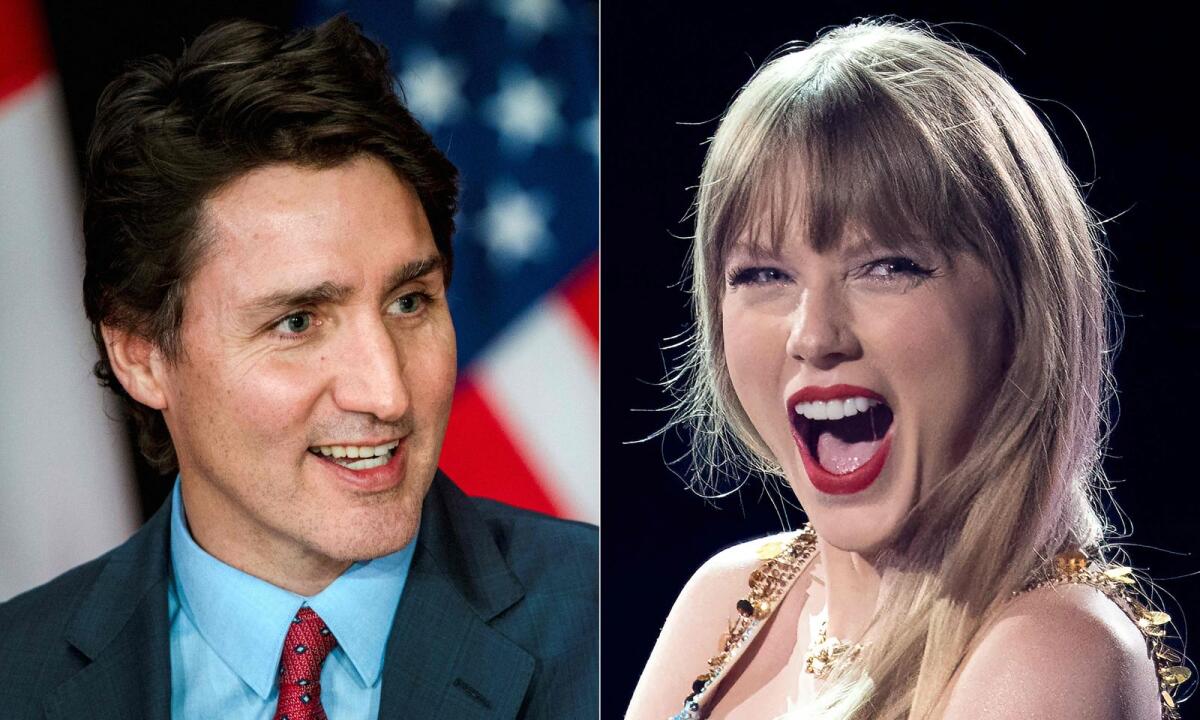 Canada's Prime Minister Justin Trudeau (left) and Taylor Swift. — AFP File