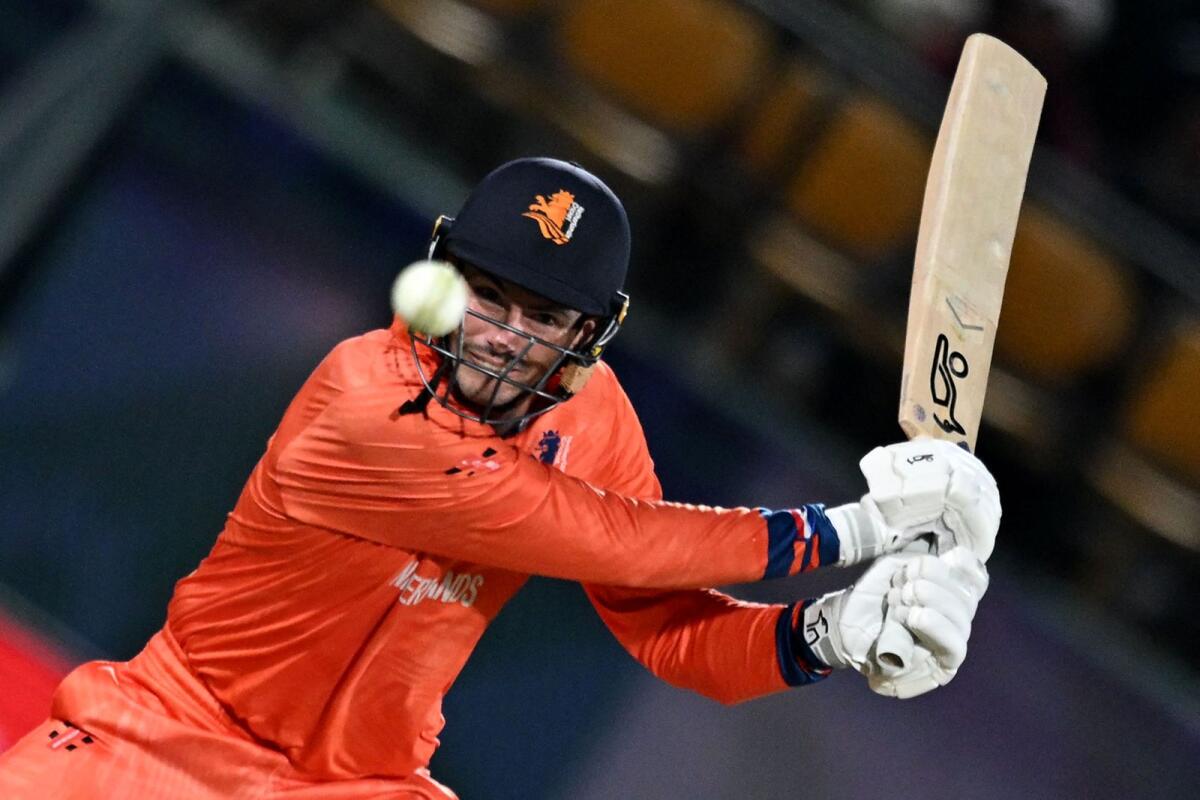 Netherlands' captain Scott Edwards plays a shot during the match against South Africa. — AFP