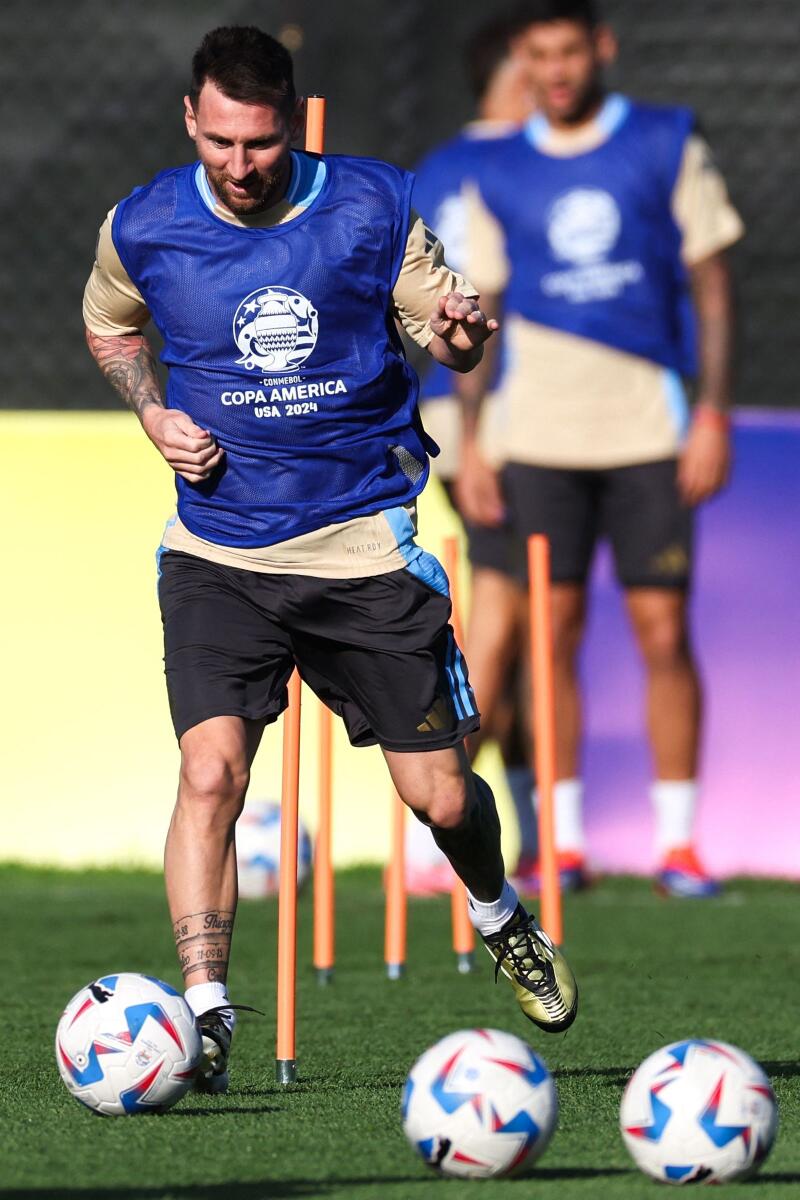 Argentina's Lionel Messi takes part in a training session in New Jersey. — AFP