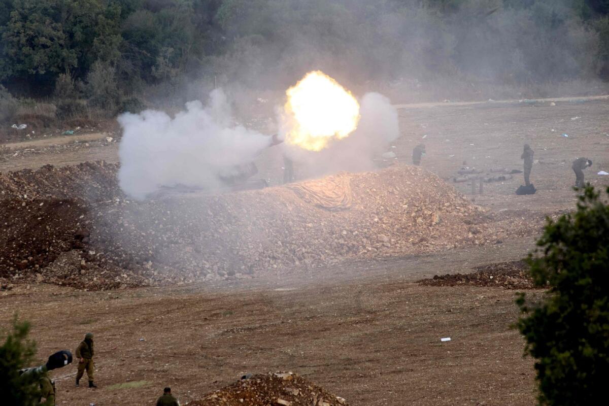 Israeli forces launch artillery fire towards southern Lebanon from the border zone in northern Israel on October 9, 2023. Photo: AFP