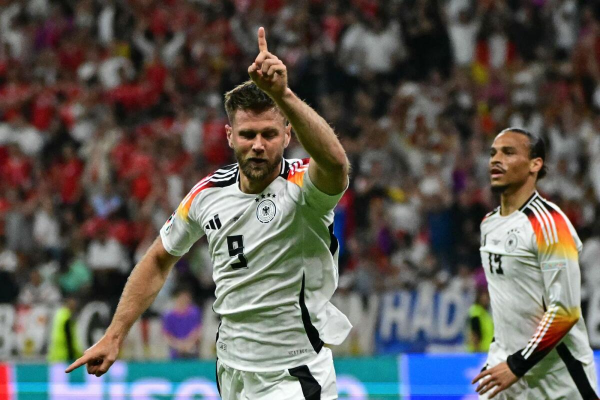 Germany's forward Niclas Fuellkrug celebrates his goal. — AFP