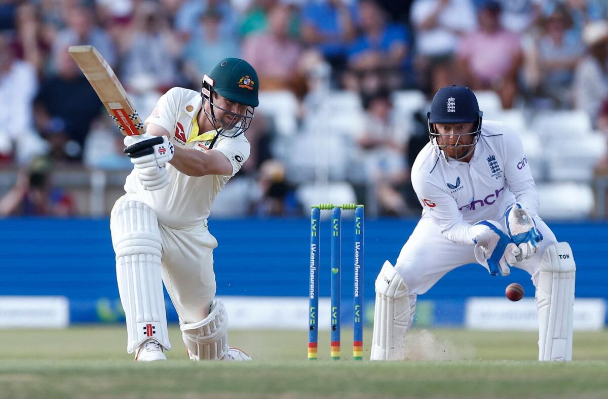 Jonny Bairstow keeps his eyes on Australia's Travis Head during the third Test at Headingley. - Reuters