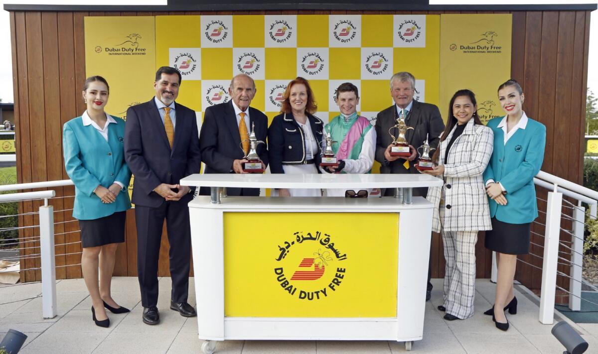 Dubai Duty Free officials at the awards ceremony after Array's victory. — Supplied photo