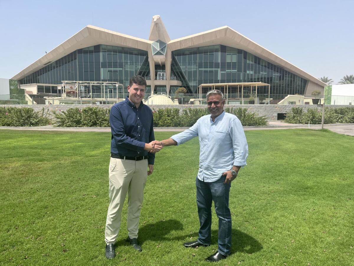 Caption: B.S. Bali (R) of ICON Sports, the UAE Promoters, with Austin Cahill, Experience Manager, at the launch of the International Pairs UAE Tournament at Abu Dhabi Golf Club. - Supplied photo