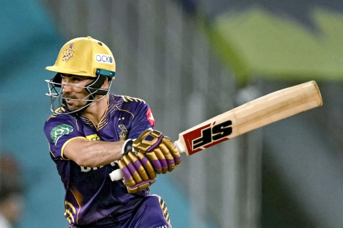 Kolkata Knight Riders' Rahmanullah Gurbaz plays a shot during the Indian Premier League first qualifier against Sunrisers Hyderabad on Tuesday. - AFP