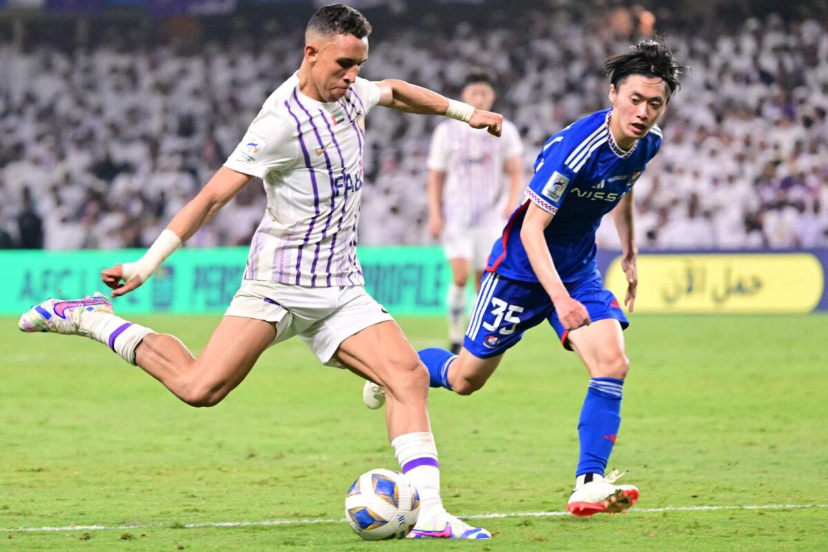 Al Ain's Moroccan midfielder Soufiane Rahimi scored two goals in the second leg of the AFC Champions League Final against Japan's Yokohama F. Marinos at the Hazza Bin Zayed Stadium in Al-Ain on May 25. - AFP