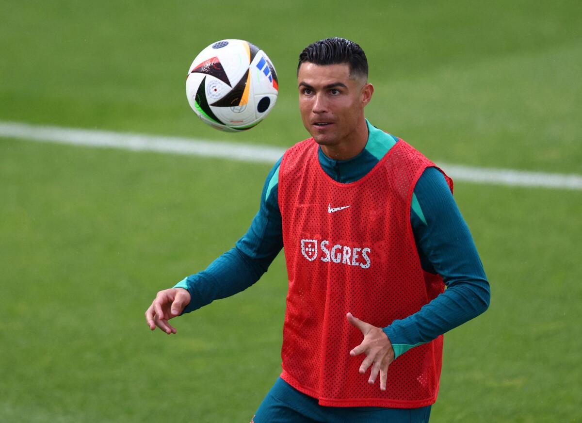 Portugal's Cristiano Ronaldo during a training session. — Reuters