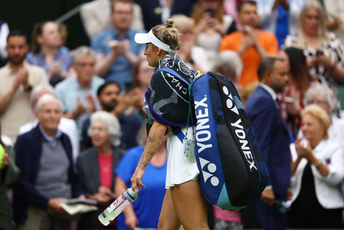 Czech Republic's Marketa Vondrousova walks off the court after losing her first round match against Spain's Jessica Bouzas Maneiro. — Reuters