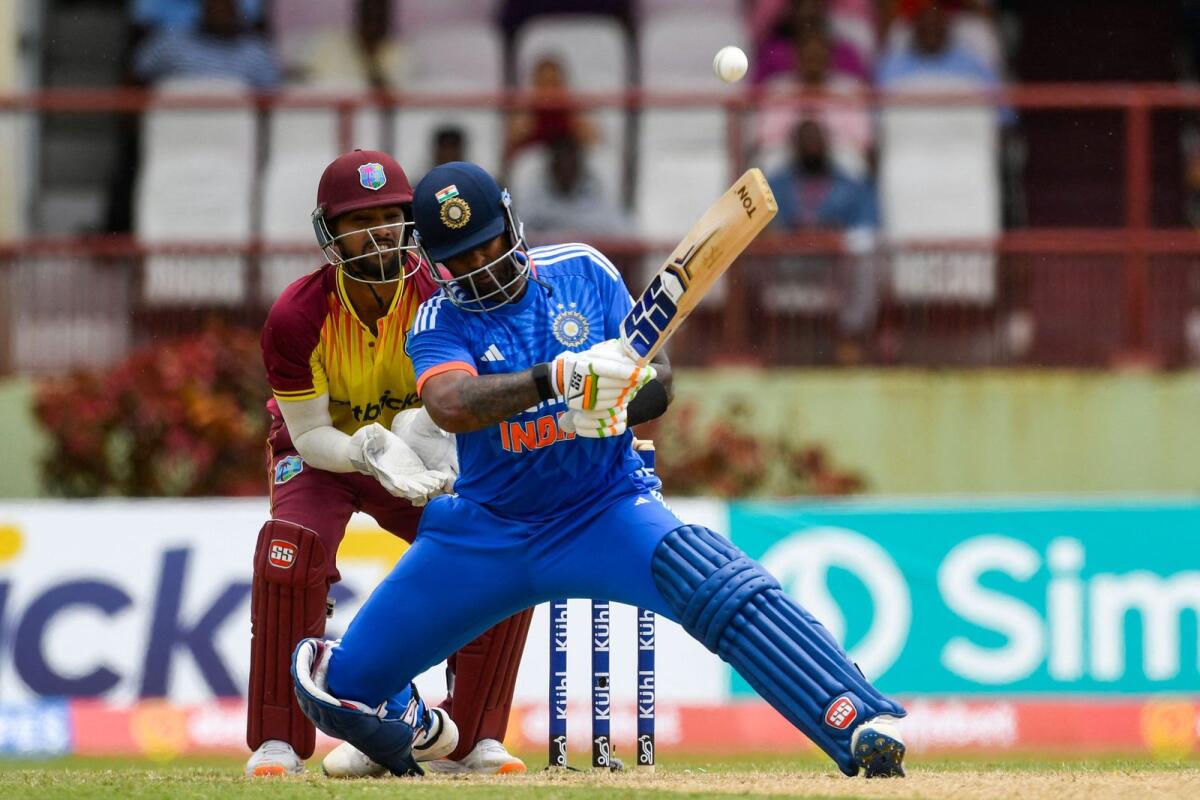 India's Suryakumar Yadav plays a shot. — AFP