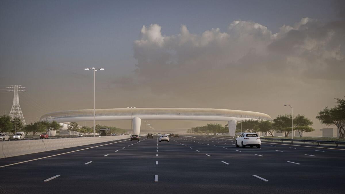 The cycling bridge on the Sheikh Zayed Road