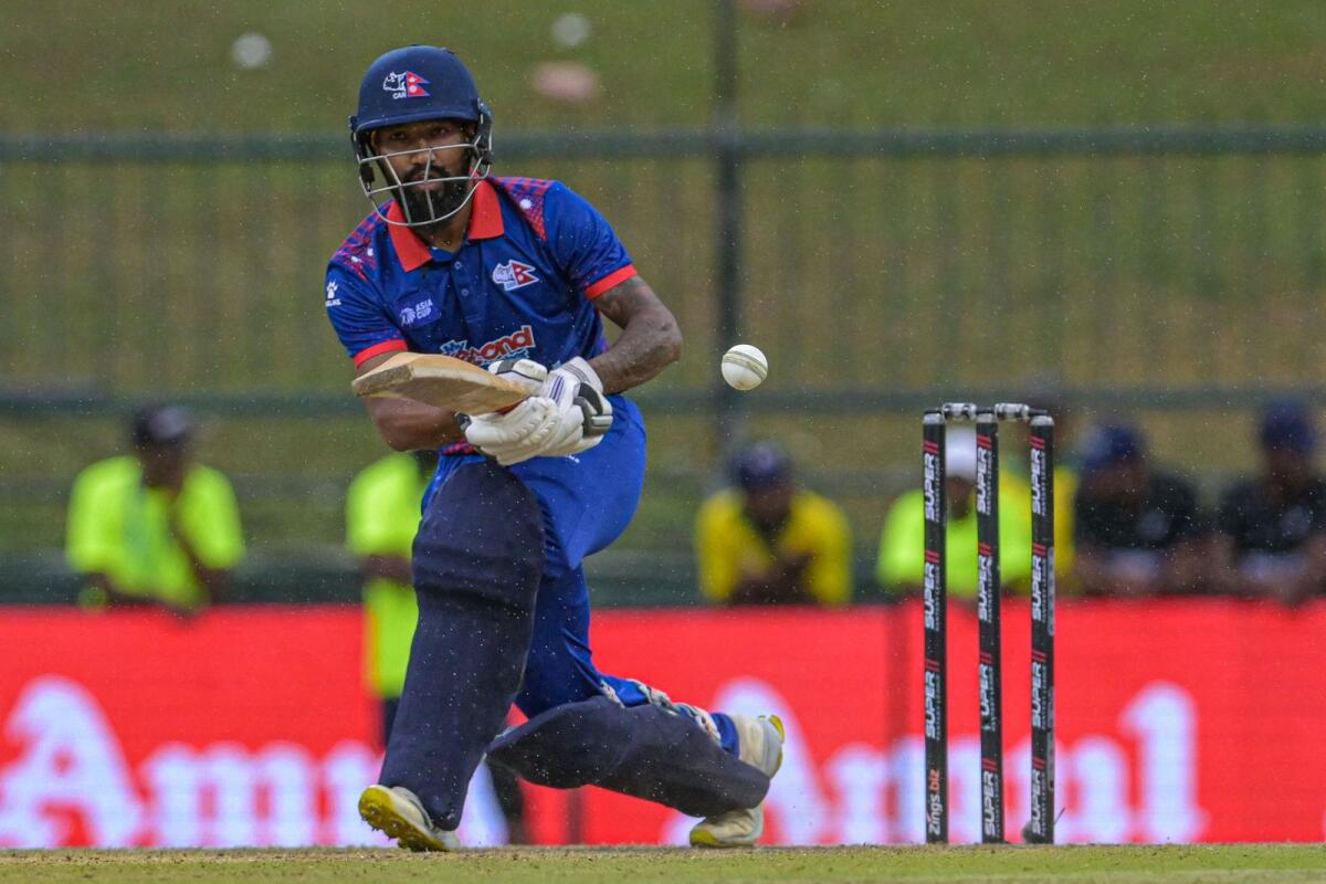 Nepal's Dipendra Singh Airee plays a shot during the 2023 Asia Cup match against India in Kandy. — AFP