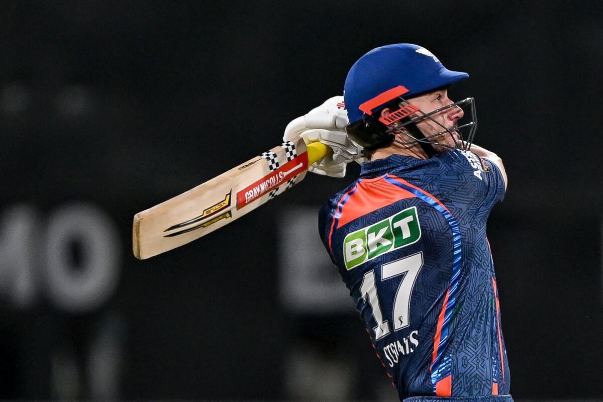 Lucknow Super Giants' Marcus Stoinis plays a shot. — AFP