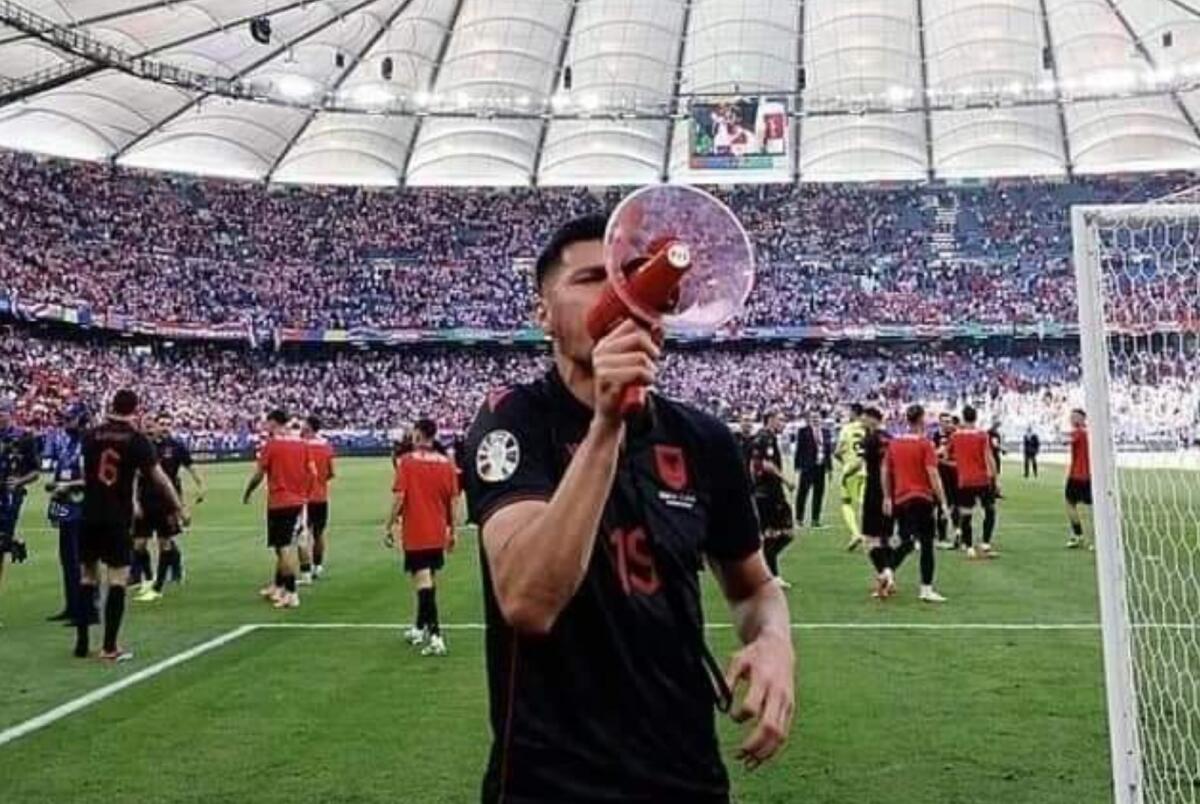Mirlind Daku led fans in derogatory chants with a megaphone following his team's 2-2 draw against Croatia. — X