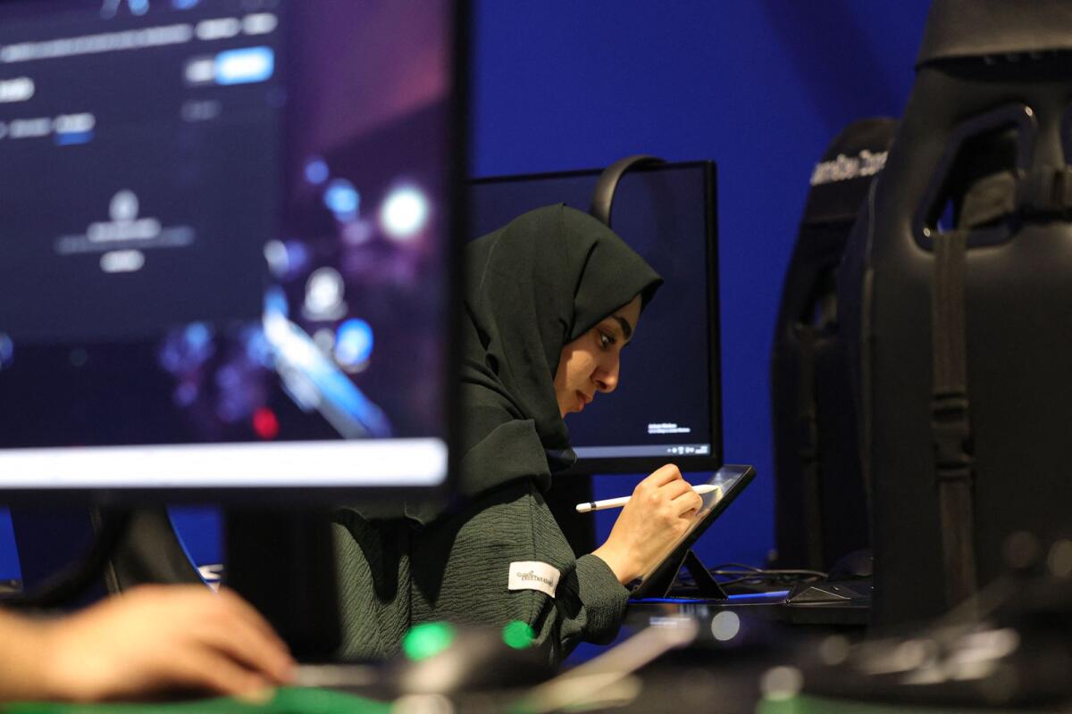 Image used for illustrative purpose. A trainee attends a training course at the Saudi Esport Academy in Riyadh on August 29, 2023. Photo: AFP