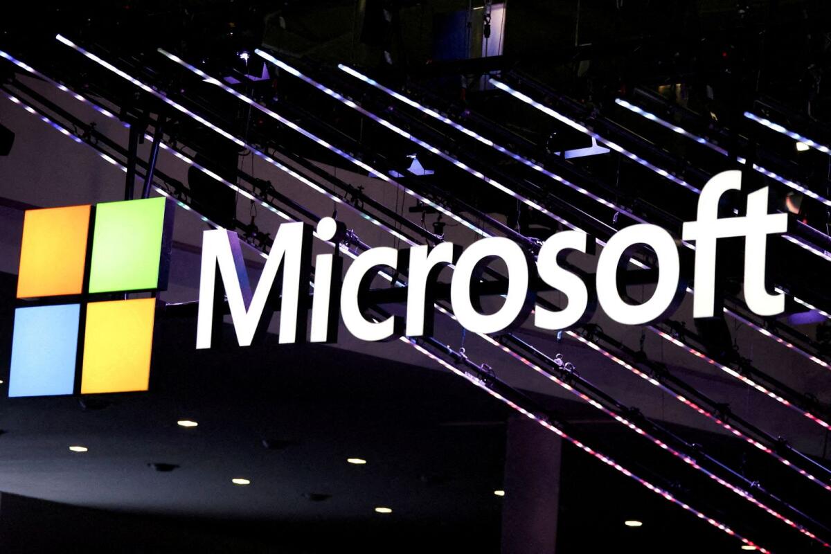 Microsoft logo is seen at the Mobile World Congress (MWC) in Barcelona. — Reuters file