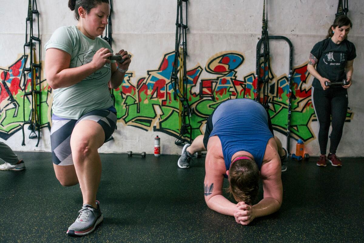 People during a circuit training exercise in west Philadelphia on April 20, 2019. — Michelle Gustafson/The New York Times
