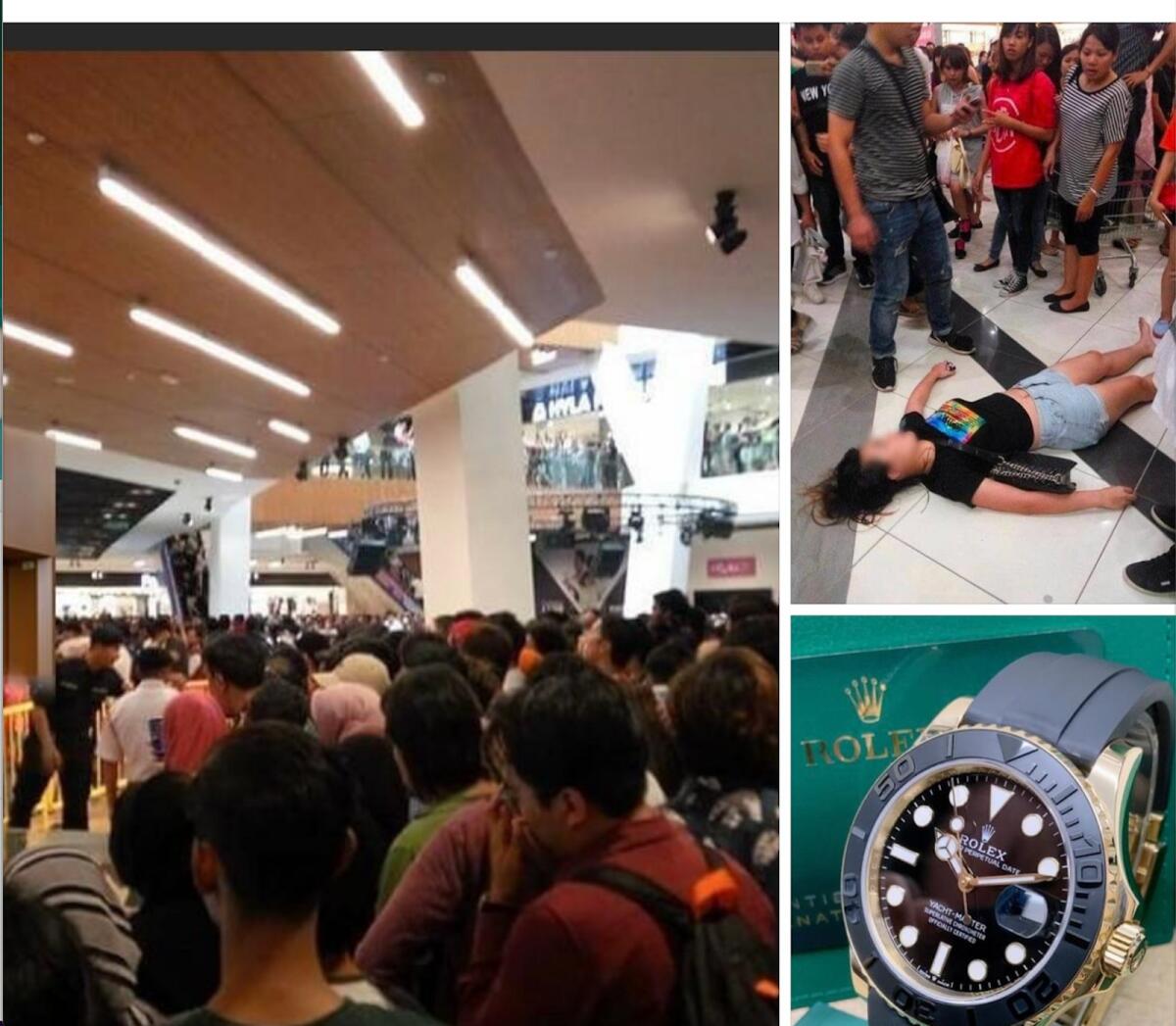 Facebook post showing a massive crowd outside the Rolex store in Dubai Mall. Photos: Supplied