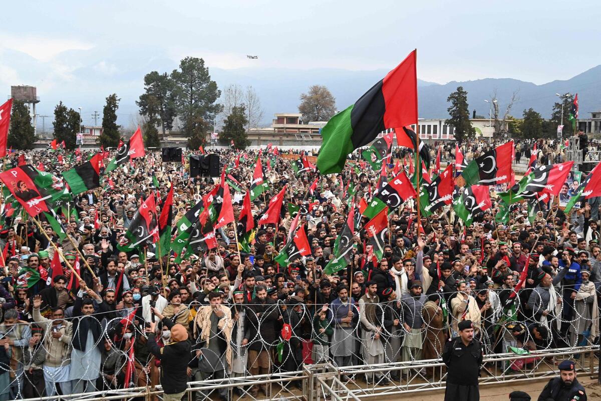 Supporters of Pakistan People's Party (PPP) chairman Bilawal Bhutto Zardari cheer during an election campaign rally. Photo: AFP