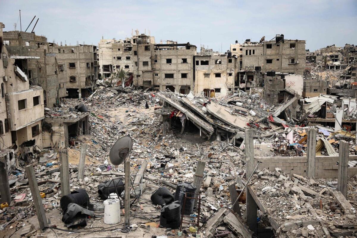 A devastated neighbourhood in Khan Yunis in the southern Gaza Strip on May 2, 2024. Photo: AFP