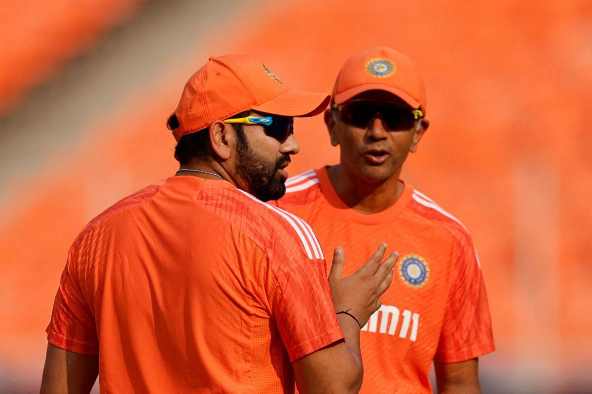 India's captain Rohit Sharma and coach Rahul Dravid. — Reuters