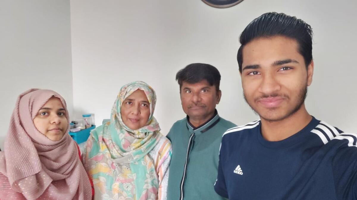 Mohammad Ubaid with his family