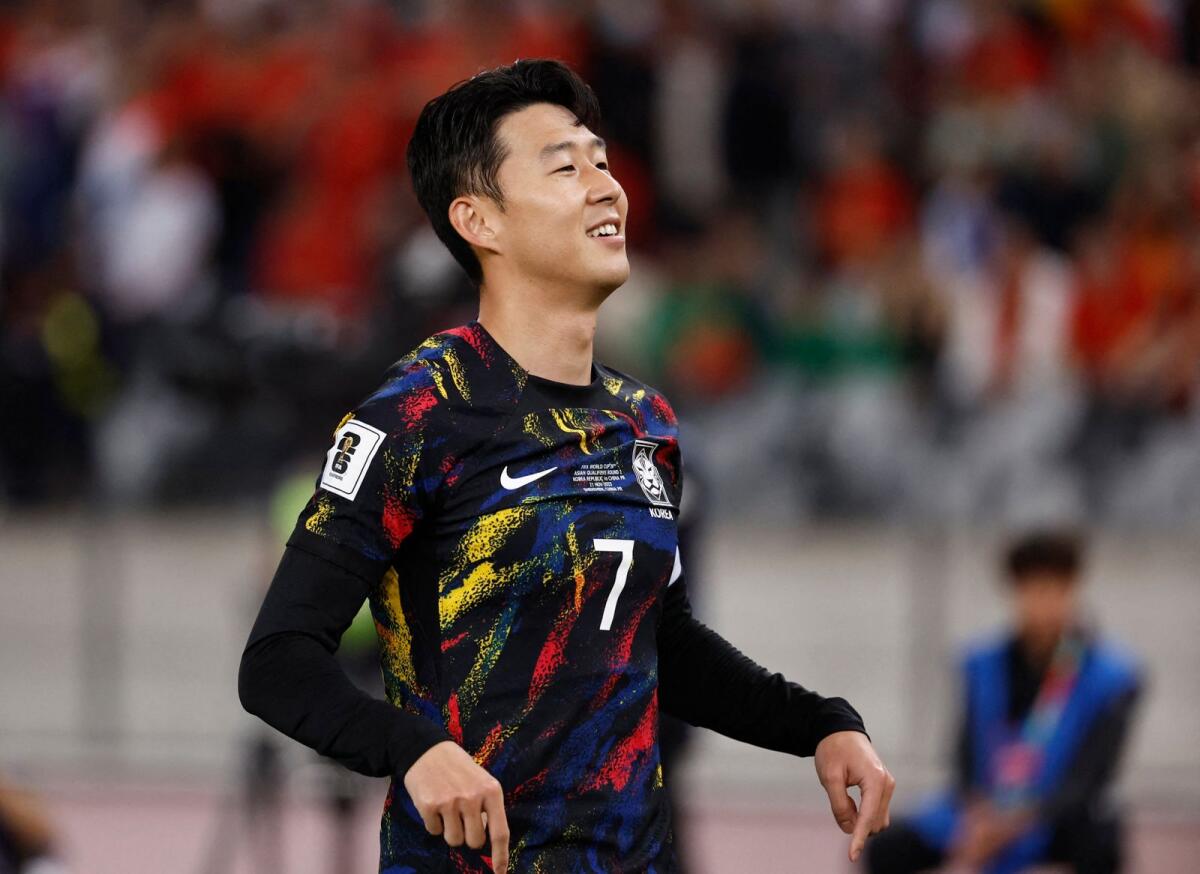 South Korea's Son Heung-Min celebrates after scoring a goal. — Reuters