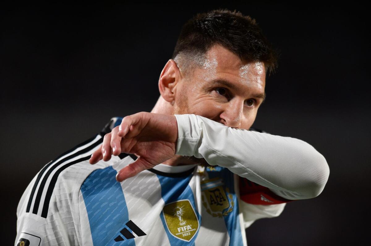 Argentina's Lionel Messi during the 2026 World Cup qualifying match against Paraguay in Buenos Aires on Thursday. — AP