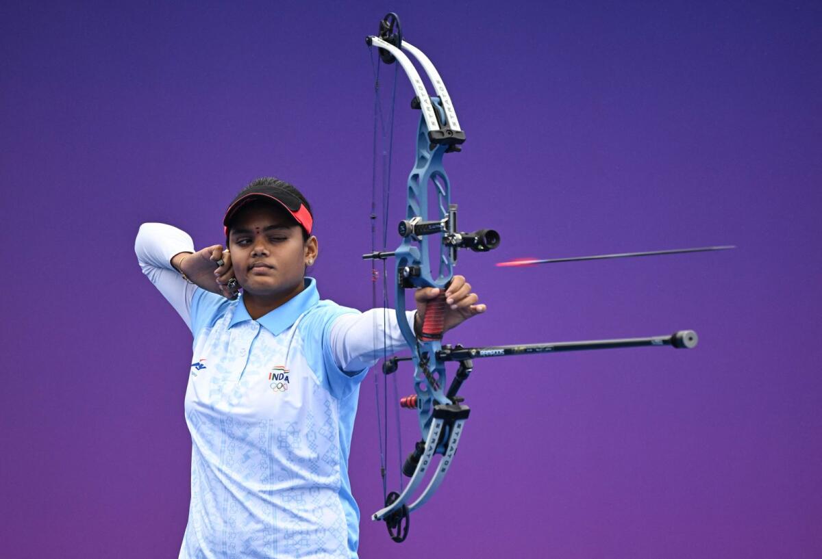 India's Jyothi Surekha Vennam was on target to win gold at the 2022 Asian Games in Hangzhou in China' on Saturday. - AFP