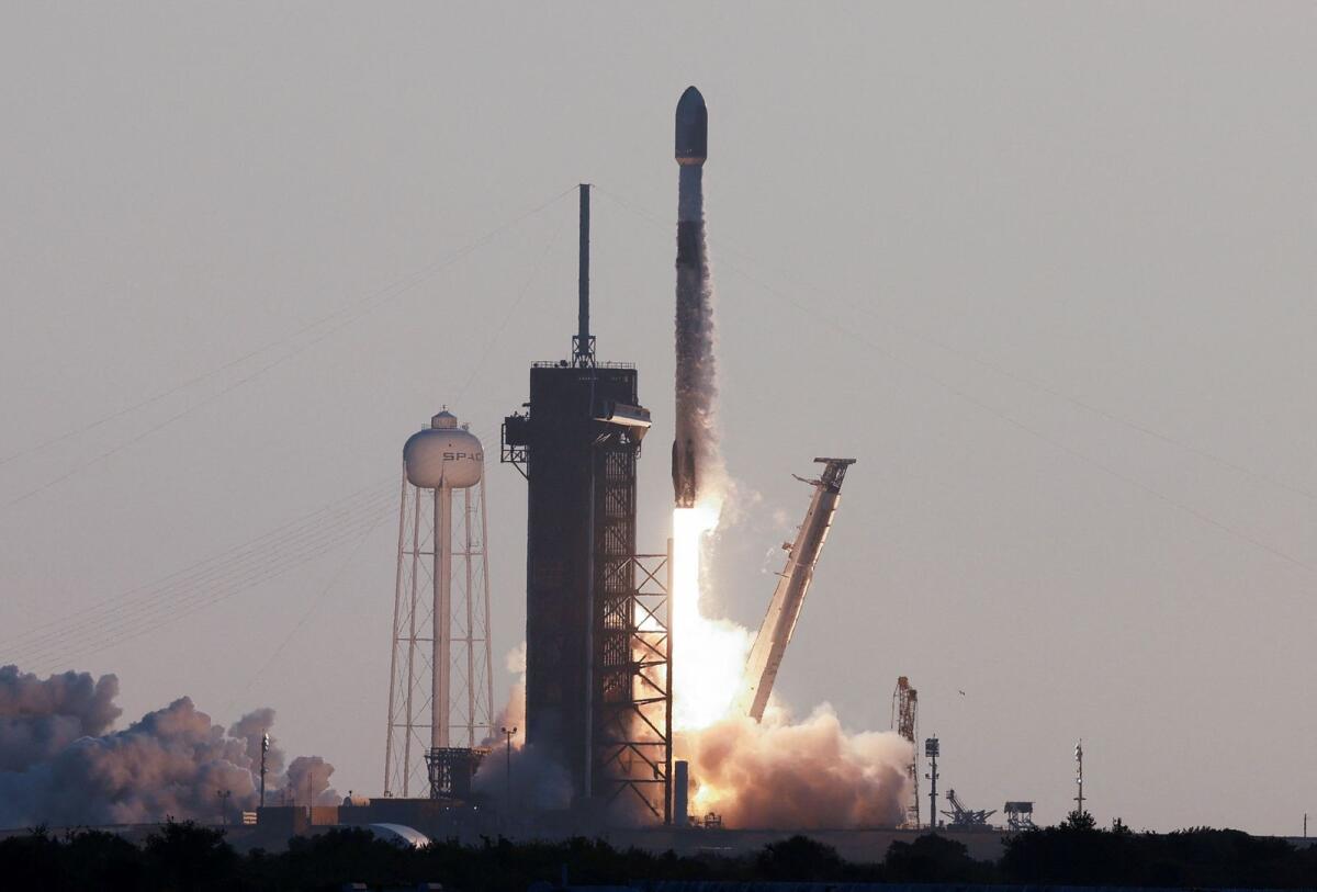 A SpaceX Falcon 9 rocket lifts off, carrying 53 Starlink internet satellites, from the Kennedy Space Center in Cape Canaveral, Florida, US, on May 18, 2022. — Reuters