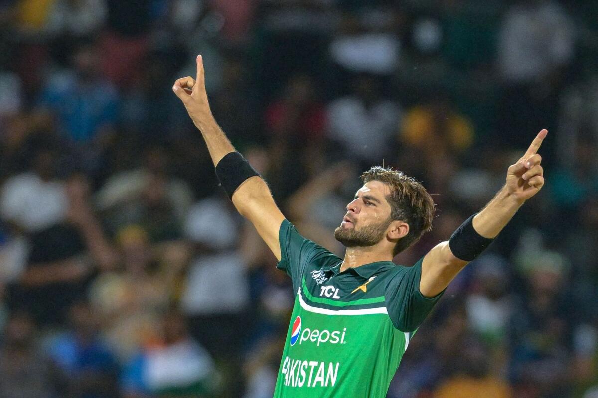 Pakistan's Shaheen Shah Afridi celebrates after taking the wicket of India's Hardik Pandya during the Asia Cup in Kandy on September 2. — AFP