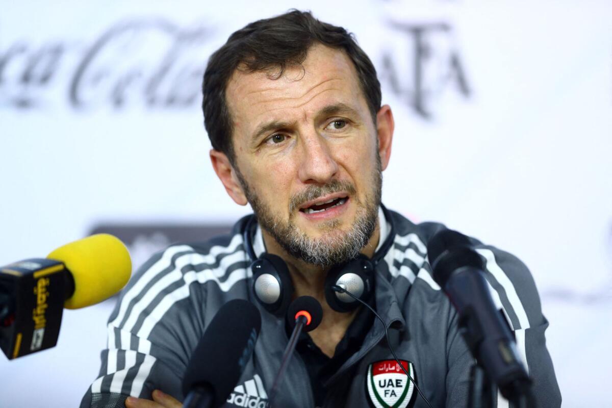 UAE coach Rodolfo Arruabarrena during the press conference. — Reuters