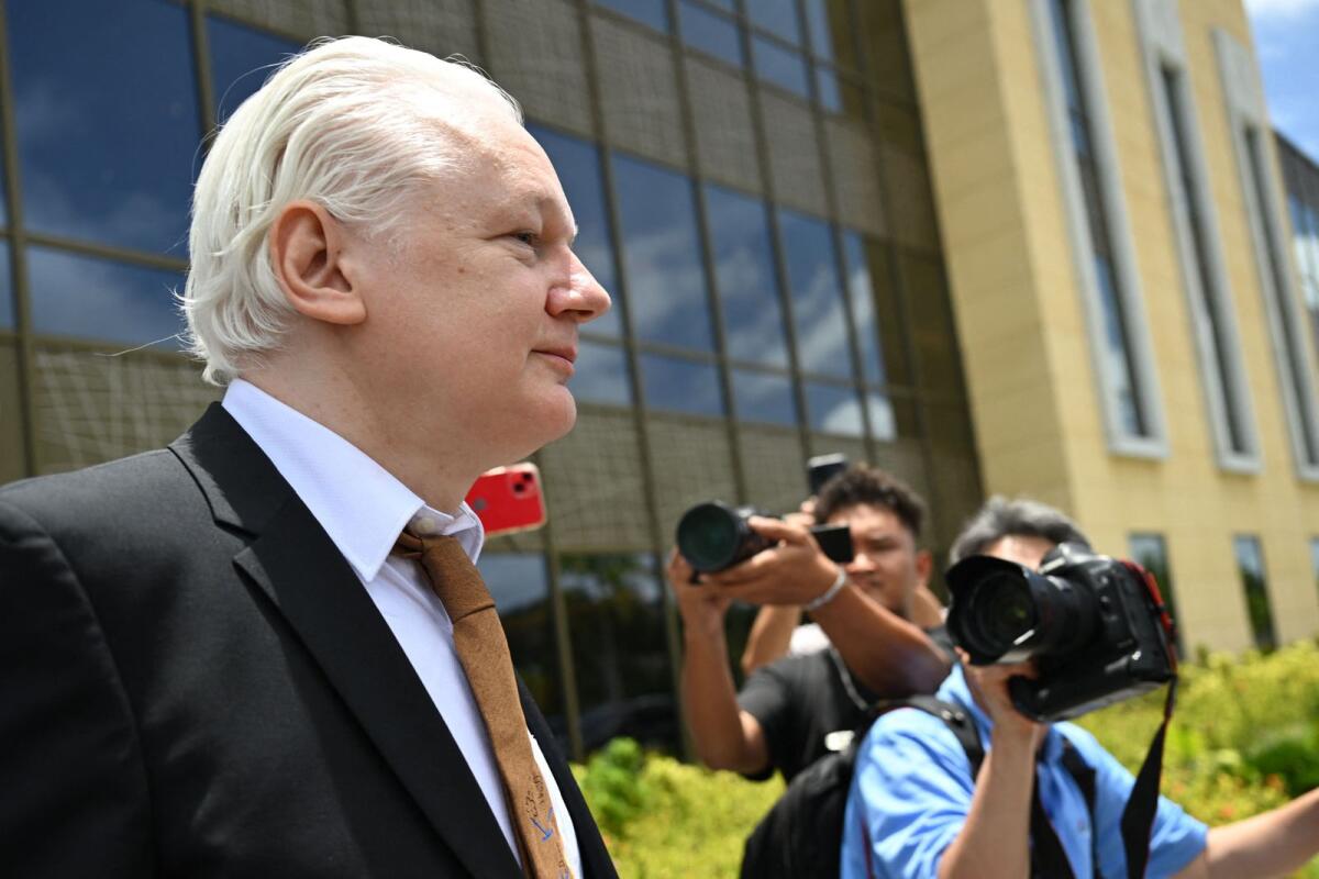 WikiLeaks founder Julian Assange leaves the US Federal Courthouse in the Commonwealth of the Northern Mariana Islands in Saipan, Northern Mariana Islands, on June 26, 2024. Photo: AFP