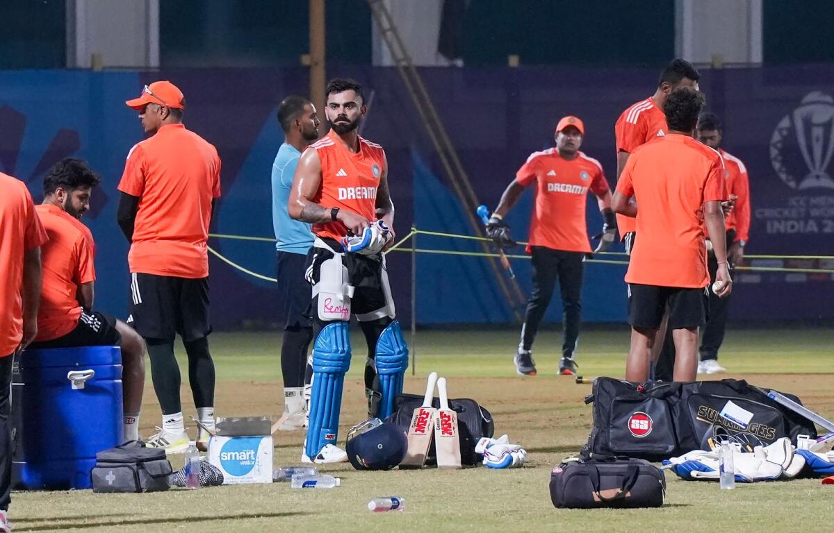 India's Virat Kohli during a practice session ahead of their next match against England. — PTI