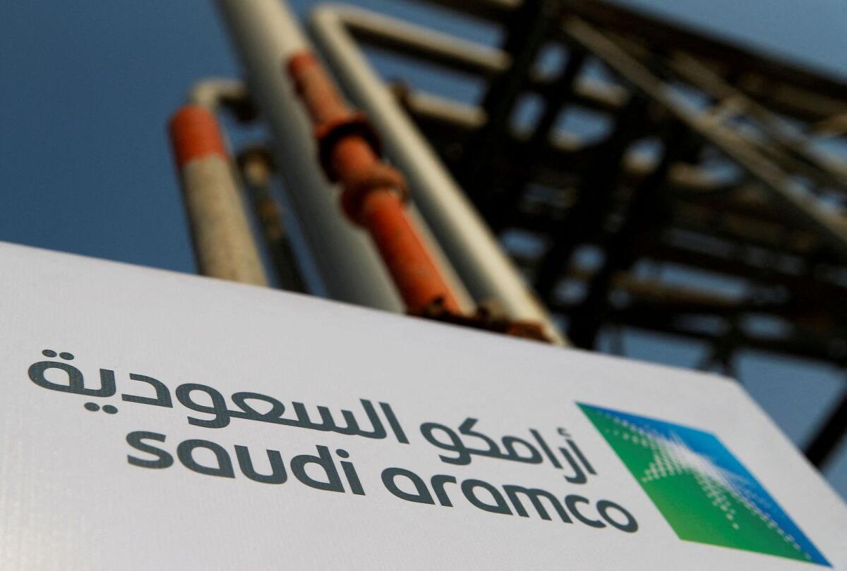The Saudi Aramco logo is pictured at the oil facility in Abqaiq, Saudi Arabia. — Reuters file