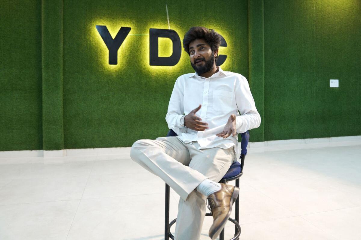 Dance choreographer Sahil Kumar speaking during an interview with AFP at his studio in Rohtak. — AFP