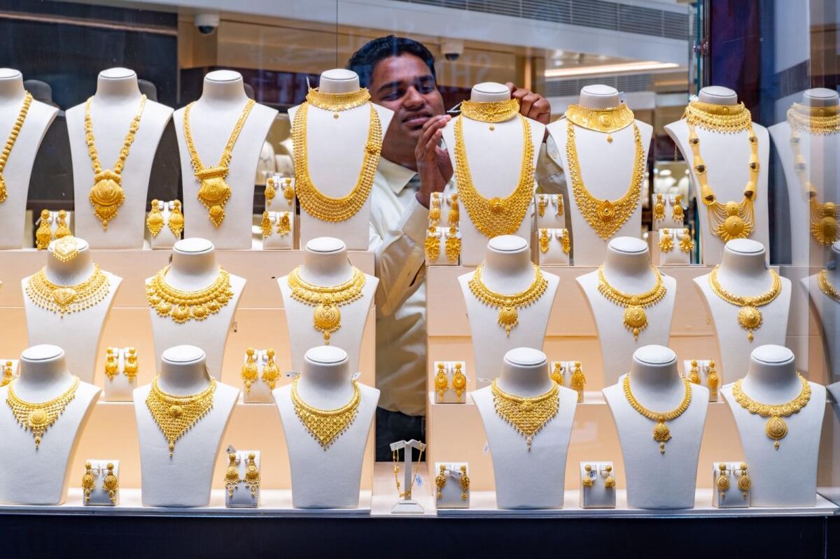 The display of gold ornaments at a jewellery shop in Deira Gold Souq. KT Photo: Shihab