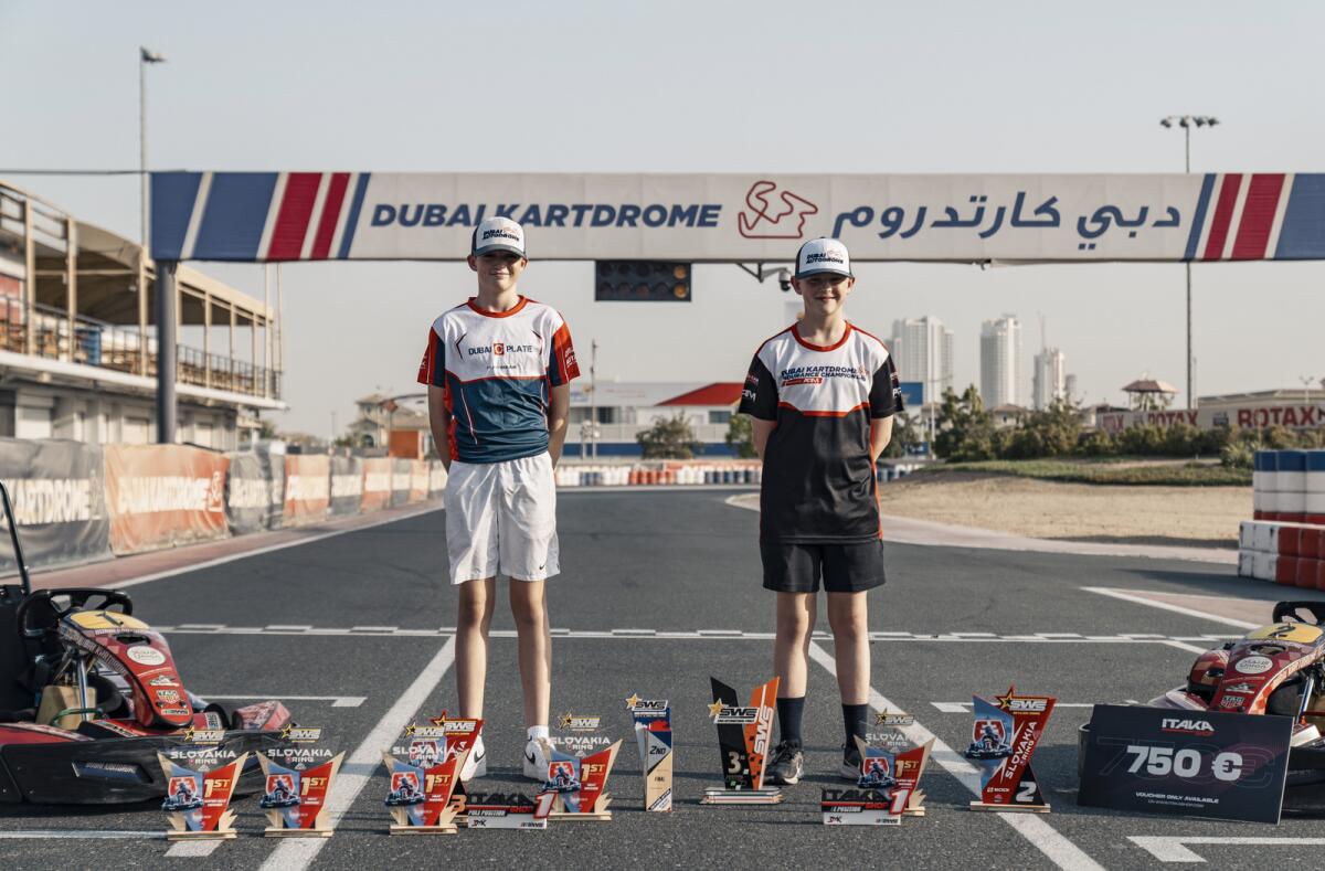 Dubai Kartdrome's Oscar Lambert and Jeremey Montgomery-Swan. — Supplied photo