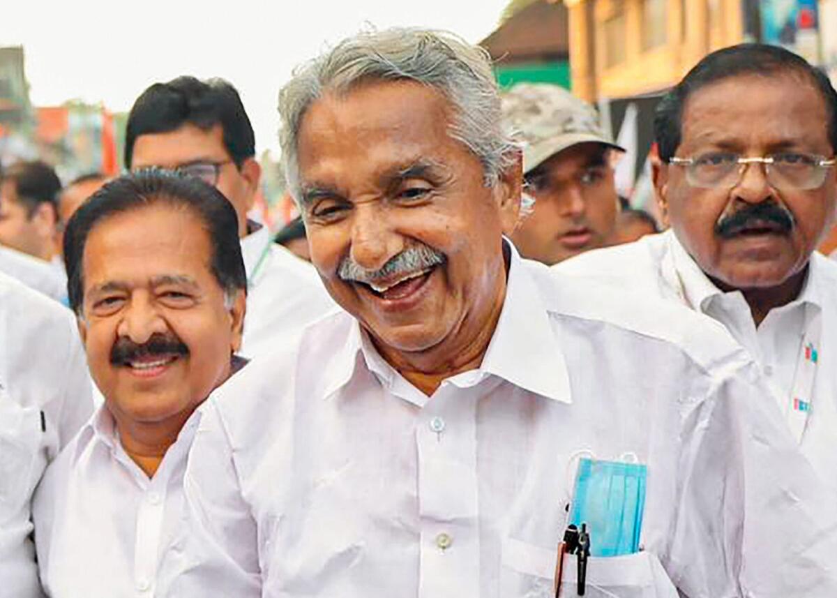 FILE. Former Kerala chief minister and Congress leader Oommen Chandy during the party's 'Bharat Jodo Yatra', in Chungathara, Kerala.Photo: PTI