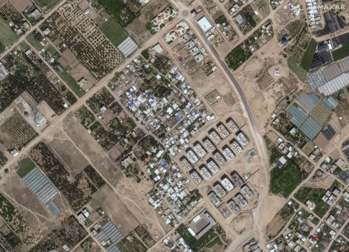 This image provided by Maxar Technologies shows before significant damage in Atatra, northern Gaza, on May 10, 2023. — AP