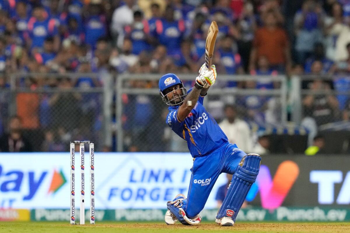 Suryakumar Yadav of Mumbai Indians plays a shot during the match against Sunrisers Hyderabad. — IPL