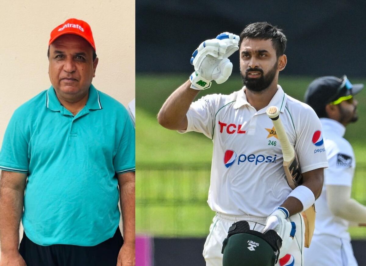 Dubai-based cricket coach Shafiq Ahmed (left) and his son Abdullah Shafique, the Pakistan opening batsman in Test cricket. — Supplied photo/AFP