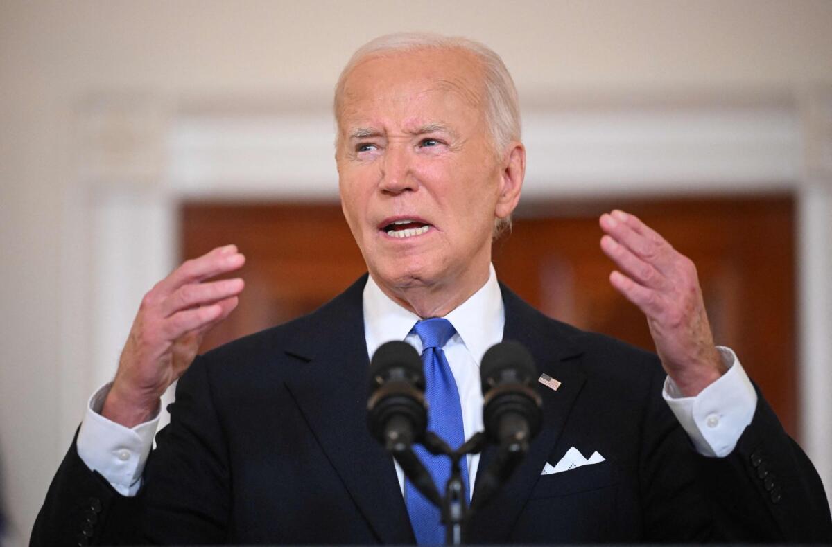 US President Joe Biden speaks about the Supreme Court's immunity ruling at the Cross Hall of the White House in Washington, DC on July 1, 2024. — AFP