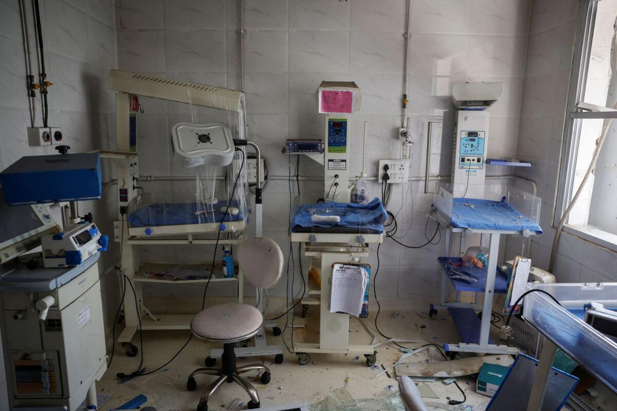 A view of damaged Neonatal intensive care unit (NICU) ward of a baby care hospital where several newborns died in a fire, in New Delhi, India, May 26, 2024. Photo: Reuters