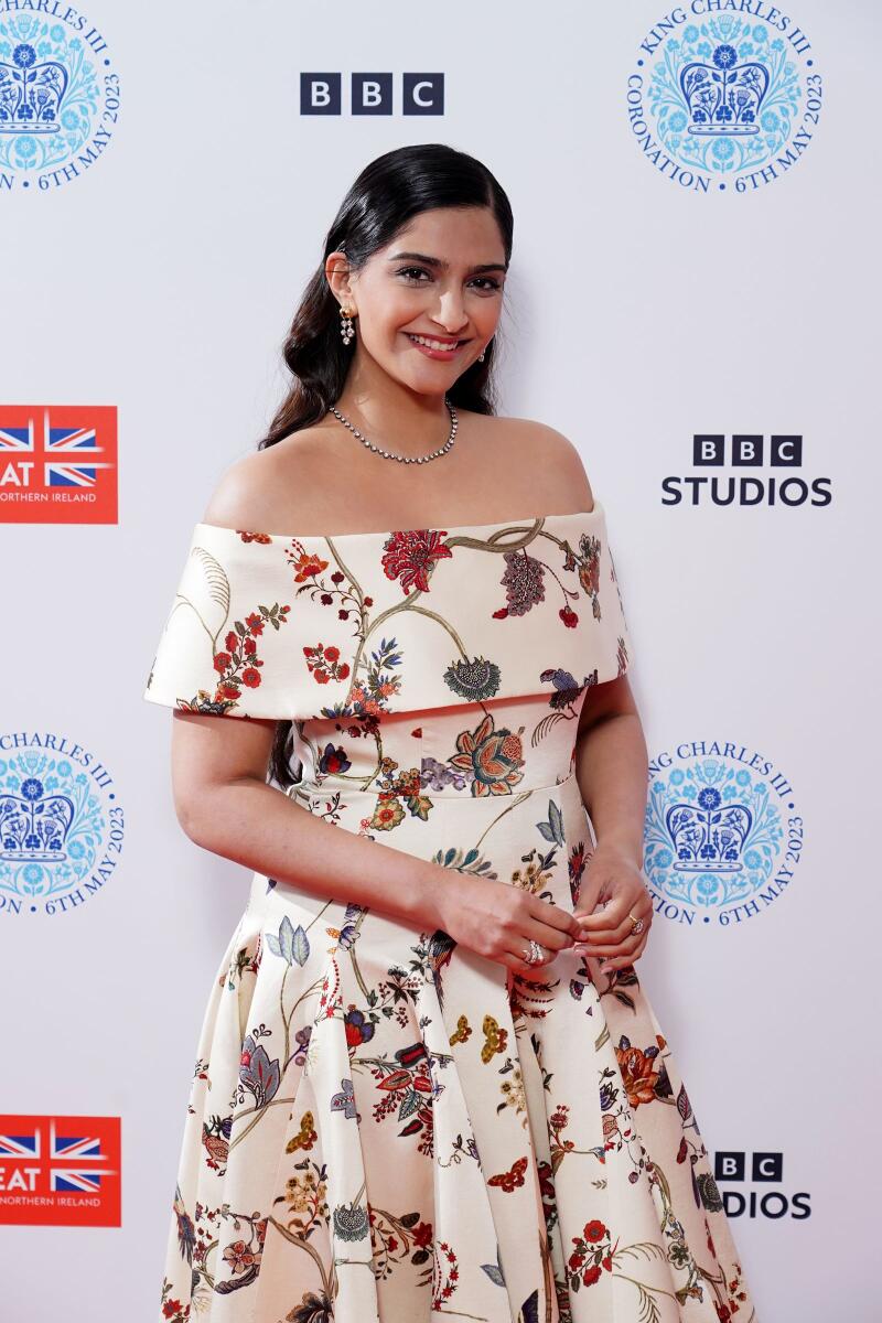 Indian actor Sonam Kapoor poses for a photograph on the red carpet ahead of attending the Coronation Concert inside Windsor Castle grounds in Windsor, west of London on May 7, 2023. Photo: AFP