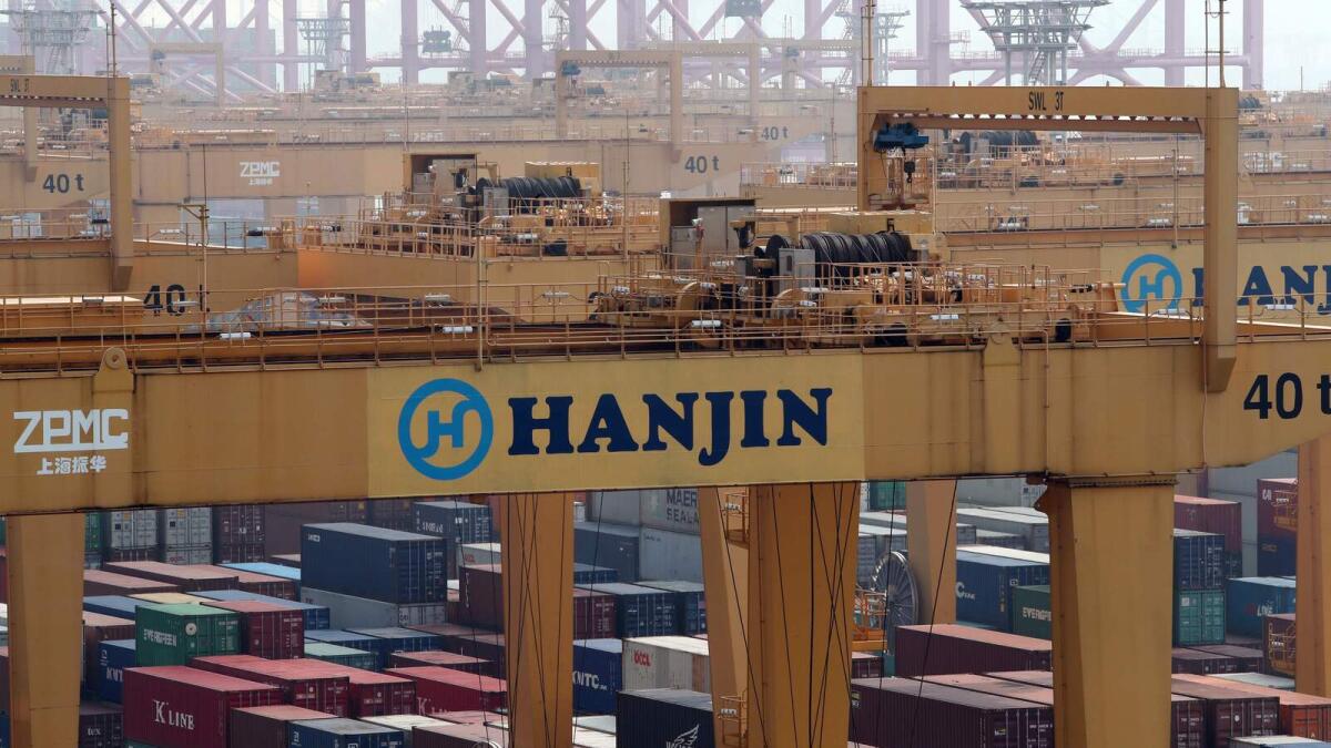 A container terminal in South Korea's southeastern port city of Busan. Worldwide trade in goods is set to decline eight per cent, or by $2.0 trillion, Unctad said. — AFP file