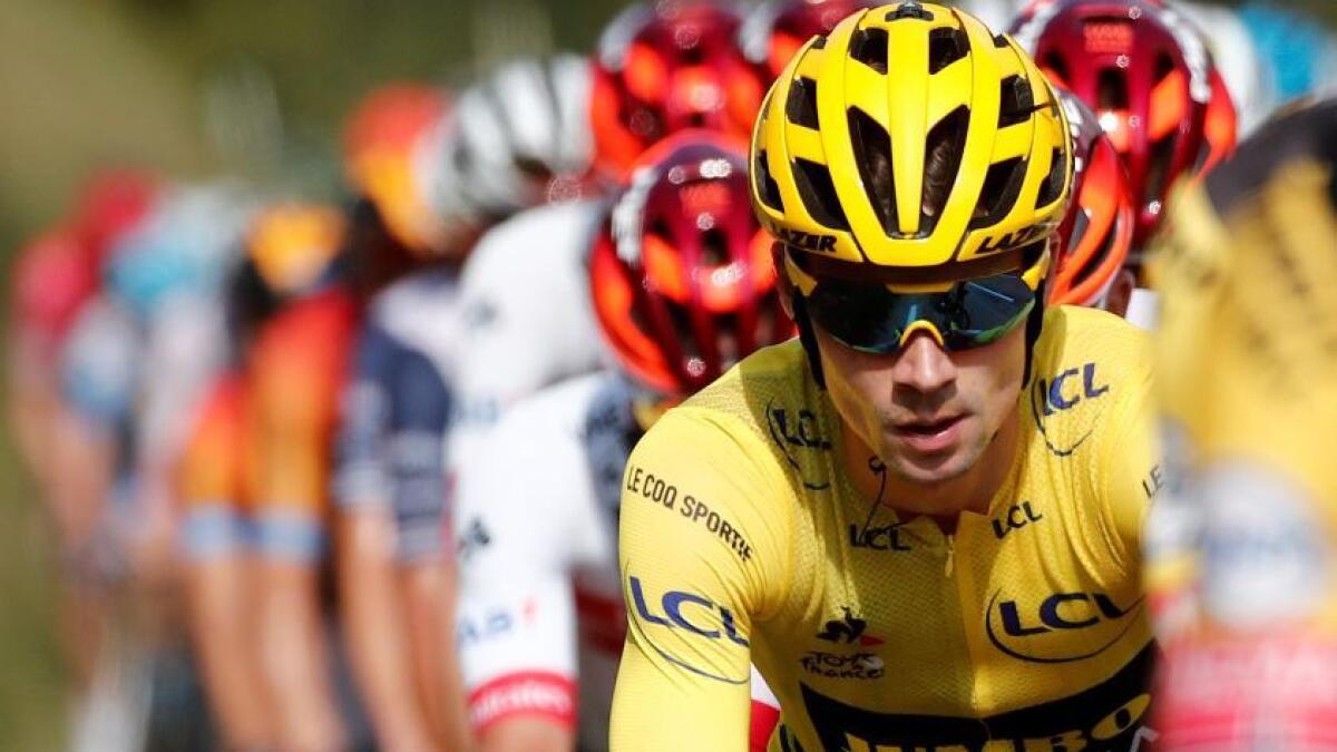 Tour de France overall leader Primoz Roglic in action. (Reuters)