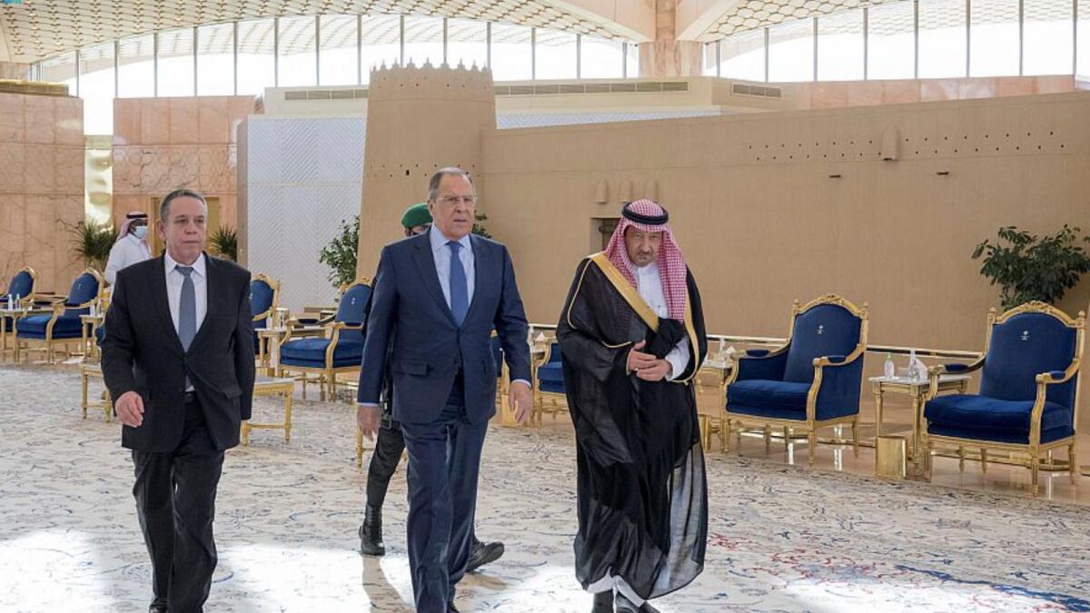 Sergei Lavrov arrives in Riyadh. — SPA/Twitter