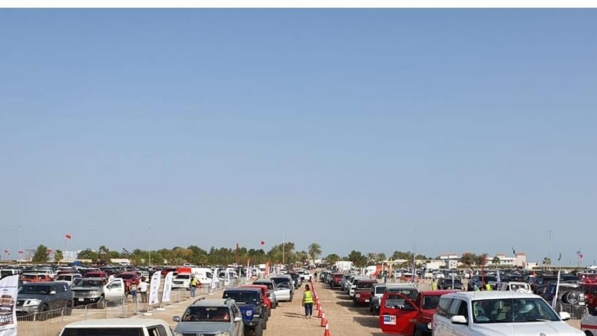 Cars line up from 8am in the flag-off area.