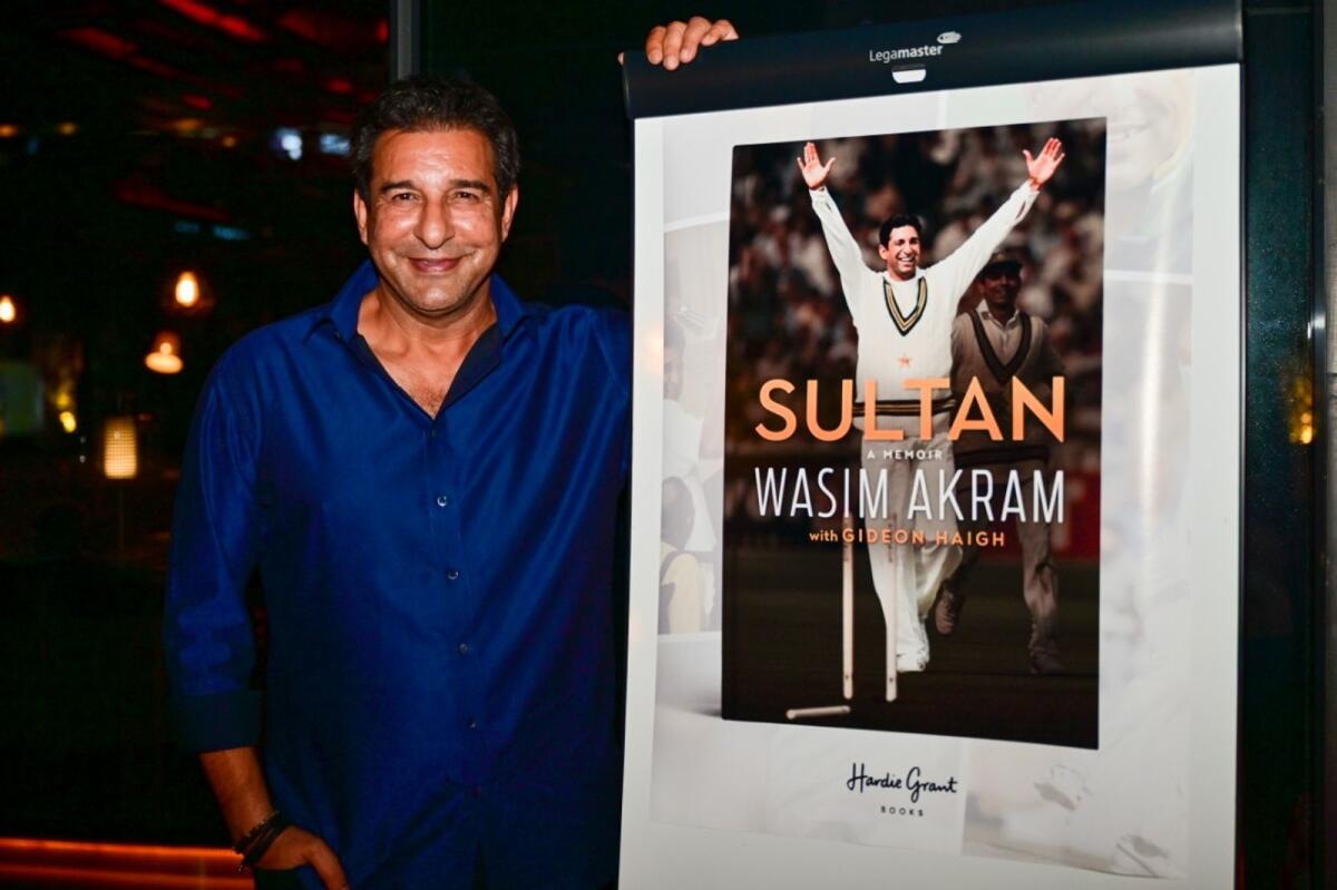 Wasim Akram launches his autobiography in Dubai. — Photo by Rahul Gajjar